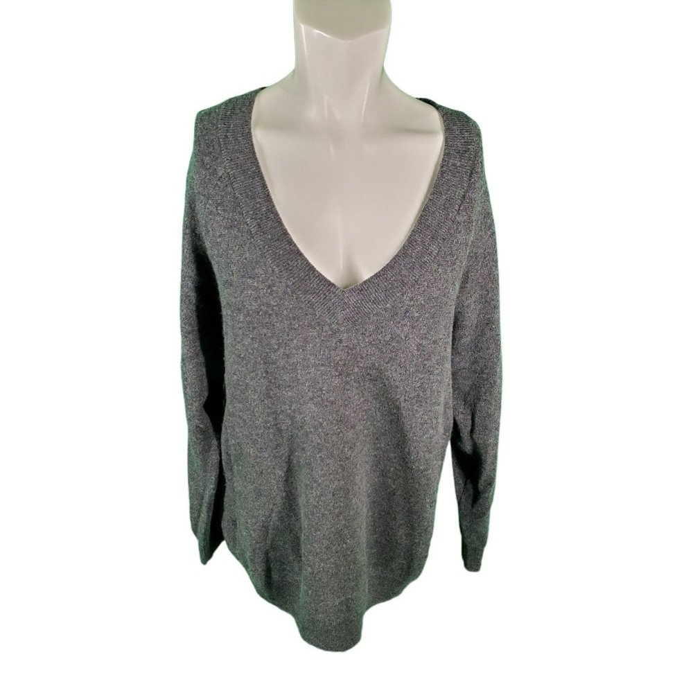 ARITZIA Golden By TNA Wool & Cashmere Sweater Oversized V-Neck Gray Sz S/M